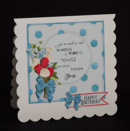 Aqua and Pink Floral Centre Cutout by Joan Prince