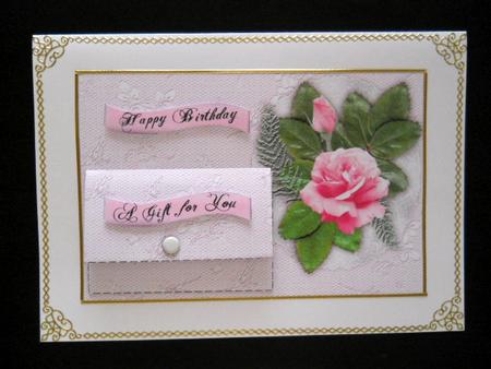 Pink Rose Gift Pocket Birthday by Joan Prince