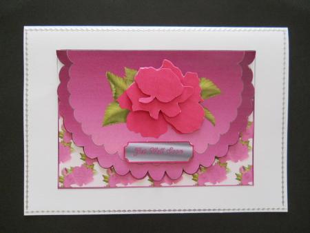 Cerise Rose Envelope Card by Joan Prince