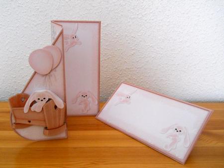 Baby Bunny Teardrop Card Kit in Powder Pink by Joan Prince
