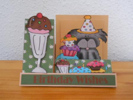 Sweet Doggie Party Birthday Side Stepper card by Joan Prince