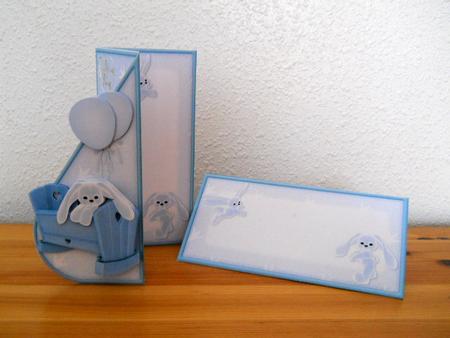 Baby Bunny Teardrop Card Kit in Pale Blue by Joan Prince