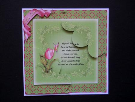A Spring Tulip Laced Edge Corner Stacker by Joan Prince