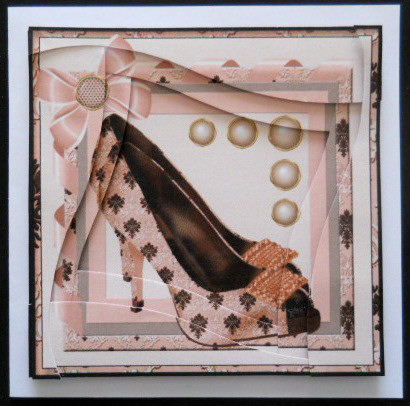 Kensington Peach Damask Shoe Wavy Spiral Side Stacker by Joan Prince