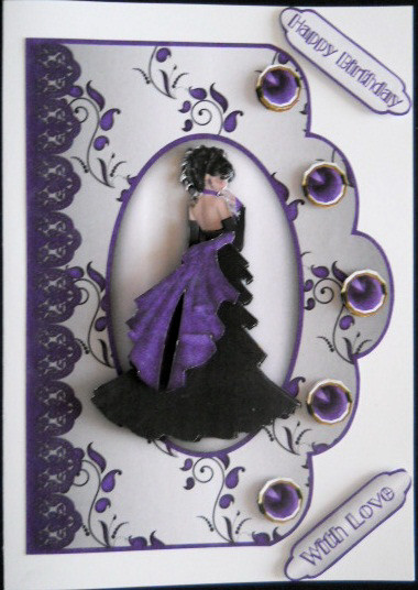 Perfect in Purple Scallop Edge Card Front by Joan Prince