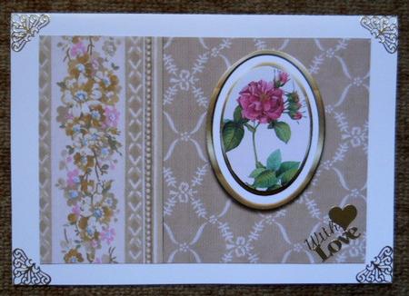 Vintage Floral Beige & Pink Background by Joan Prince