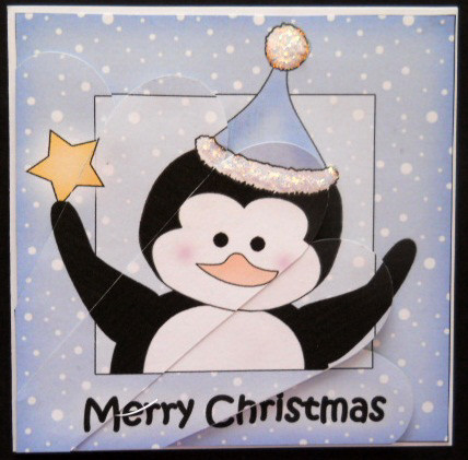 Cute Little Christmas Penguin Fan Pyramage Topper by Joan Prince