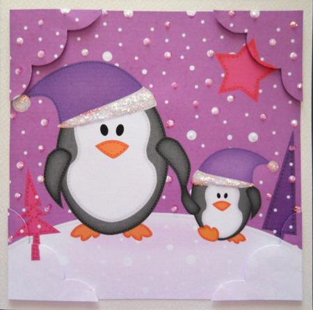 8 x 8 Penguin Felties Scalloped Corner Topper by Joan Prince