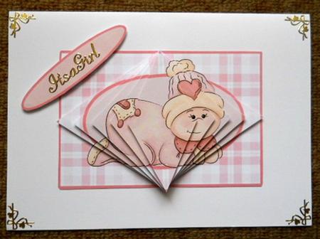 Baby Girl Decreasing Diamonds Pyramid Card by Joan Prince