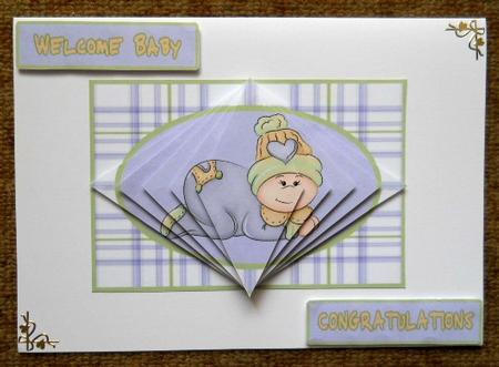 Baby Boy Decreasing Diamonds Pyramid Card by Joan Prince