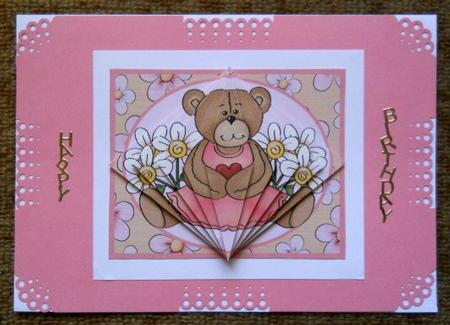 Springtime Bear Decreasing Diamonds Birthday Card by Joan Prince