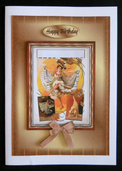 Vintage Can Can Dancers Quick Card Front with Decoupage 2 by Joan Prince