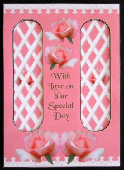 Lace and Pink Roses Double Trellis Card Kit by Joan Prince