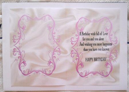 Birthday Insert with Verse A5 in Pink Scroll by Joan Prince
