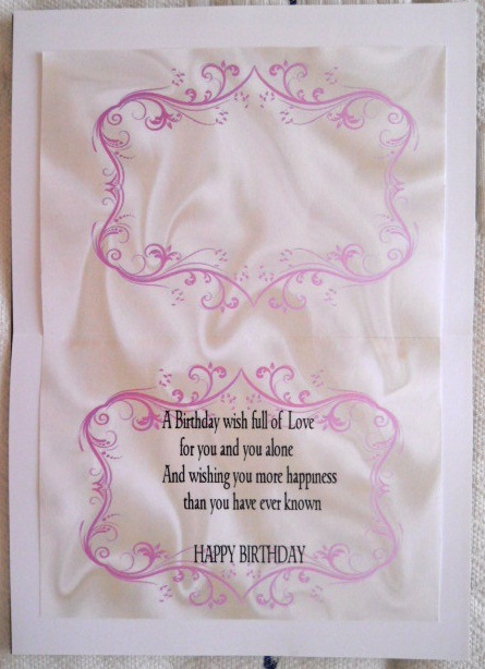 Birthday Verse in Pink Scroll A5 Portrait by Joan Prince