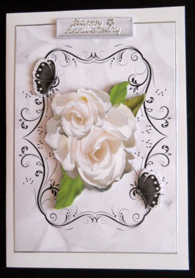 Cream Roses and Black Butterflies by Joan Prince