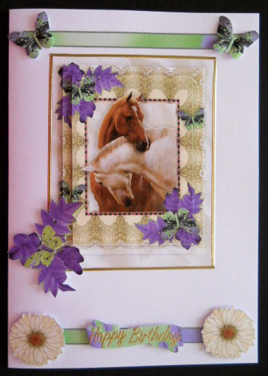 Beautiful Horses Heads Entwined in Purple Pyramids by Joan Prince