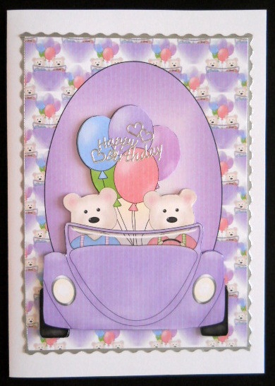 Birthday Bears in Car Topper by Joan Prince