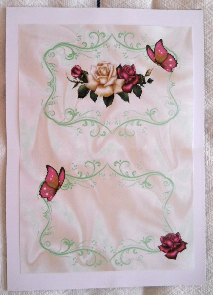 Roses on Flourish & Satin A5 Insert by Joan Prince