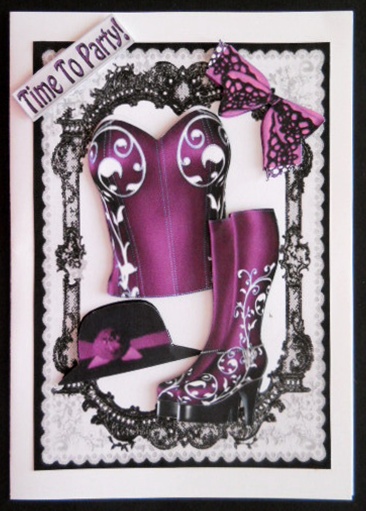 Pink Basque with Boots in Lace Frame by Joan Prince