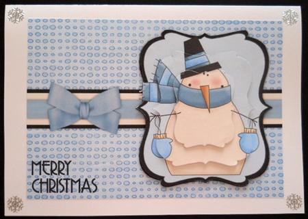 Snuggly Snowman Pyramage Card - Powder Blue by Joan Prince