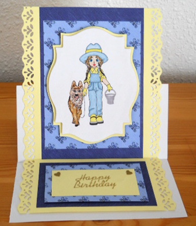 Country Girl & Her Dog Digital Stamp by Joan Prince
