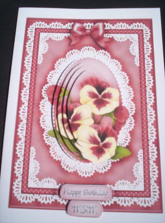 A5 Pansy, Lace and Pearls Kit with 3D Decoupage and Pyramage by Joan Prince