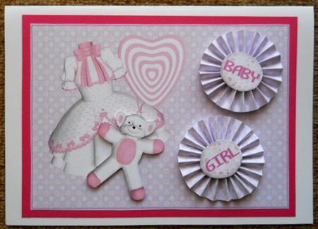 Baby Girl Zigzag Flower Card by Joan Prince