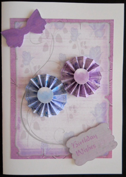 Rose Birthday Wishes Zigzag Flower Card by Joan Prince