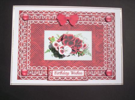 Pansies 'n Lace Step by Step Card Front by Joan Prince