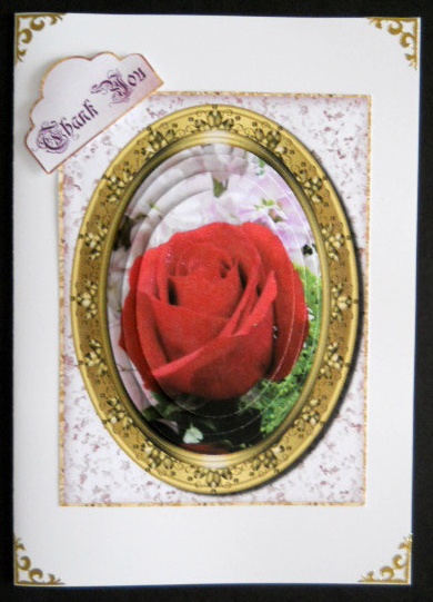 Red Rose in Embossed Frame Pyramid Card 1 by Joan Prince