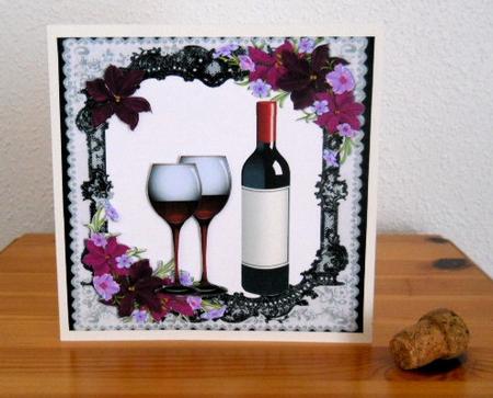 Flowers Glasses and Champagne in Lace Frame by Joan Prince
