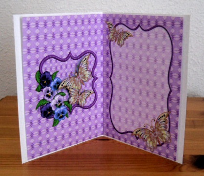 Purple Pansies and Butterflies Blank Insert by Joan Prince