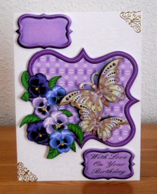 With Love on Your Birthday Purple Pansy Step by Step Topper by Joan Prince