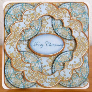 Dteal Goldflake Merry Christmas 3D Rosette Decoupage Topper by Joan Prince