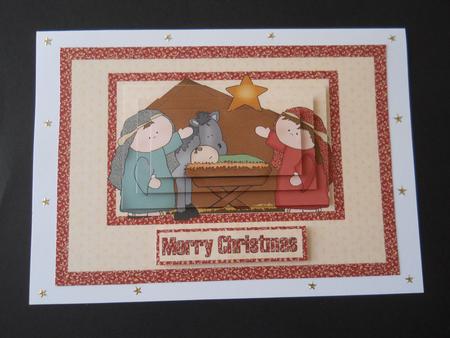 The Nativity Pyramid Landscape Card Front by Joan Prince