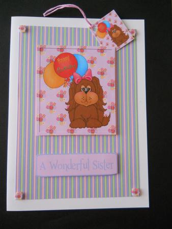 Happy Birthday Puppy Card Front by Joan Prince