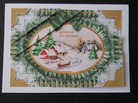 Christmas Landscape Lace Ruffle Duo Corner A5 Stacker by Joan Prince