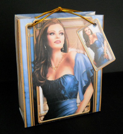 Art Deco Lady Pearl Blue Mini Bags by Joan Prince