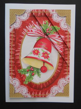 Christmas Bell1 Lace Ruffle Duo Corner A5 Stacker by Joan Prince