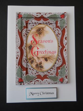 Seasons Greetings Lace 7x5 Spiral Edge Stacker by Joan Prince
