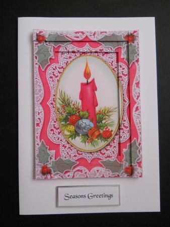 Chrismtas Pink Candle 7x5 Spiral Edge Stacker by Joan Prince