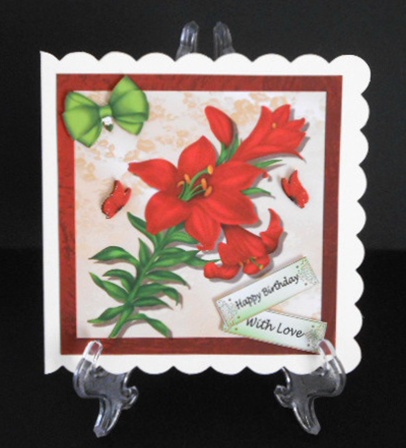 8x8 Lovely Red Lillys by Joan Prince