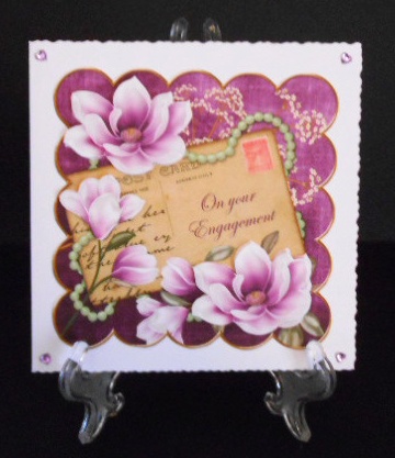 Purple Magnolia Your Enagagement 8in Decoupage Topper by Joan Prince