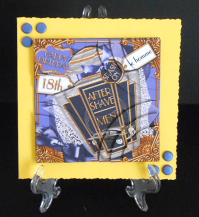 Blue Aftershave 18th Birthday 5in Round Quad Stacker by Joan Prince