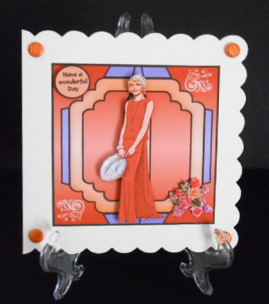 Deco Square Card with Roses by Joan Prince