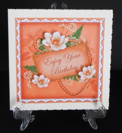 Borange Magnolia Enjoy Birthday 8in Vintage Decoupage Topper by Joan Prince