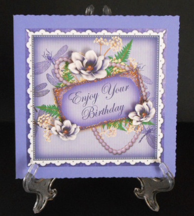 Dblue Magnolia Enjoy Birthday 8in Vintage Decoupage Topper by Joan Prince