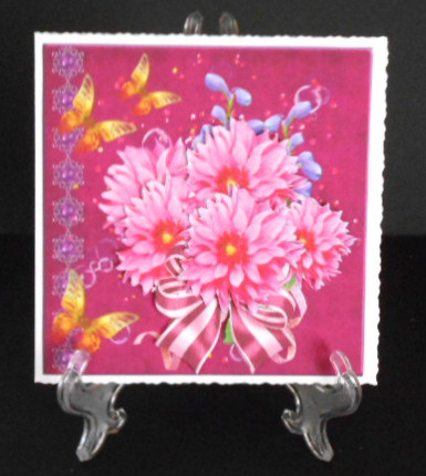 Pretty Pink Flower Bouquet Card Topper by Joan Prince