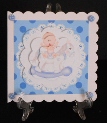 Baby Boy Rocking Horse Scalloped Pyramid by Joan Prince